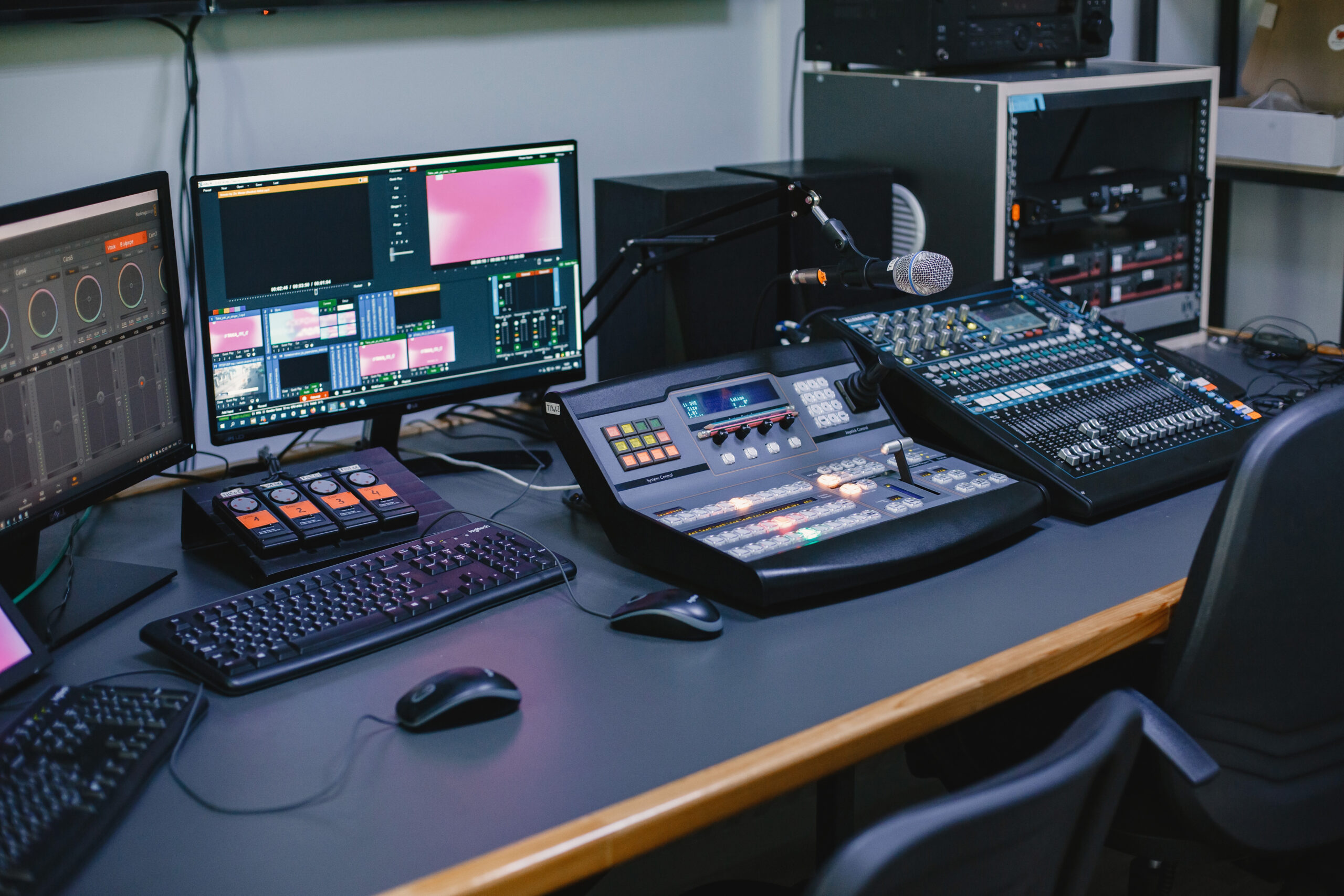 close up sound engineer studio with equipment scaled